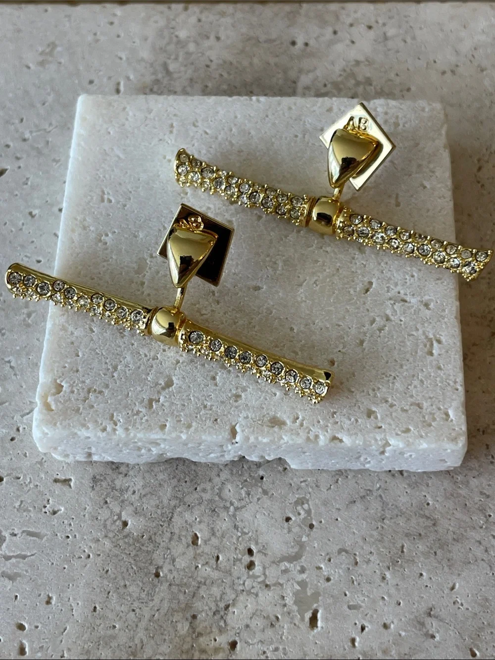 Alexis Bittar Gold Crystal Linear Drop Earrings - Picture 2 of 3
